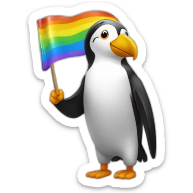 rainbow pingouin saluting sticker