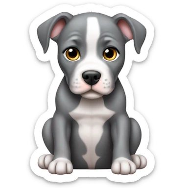 Gray Pitbull puppy sitting sticker