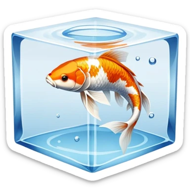 Cube water, one koi fish sticker