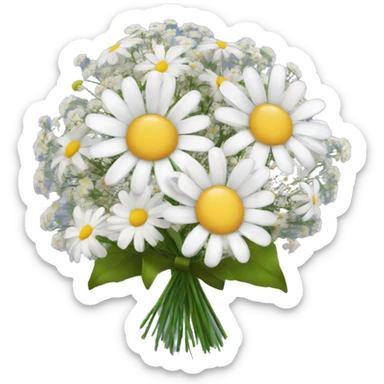 daisy and babies breath bouquet  sticker