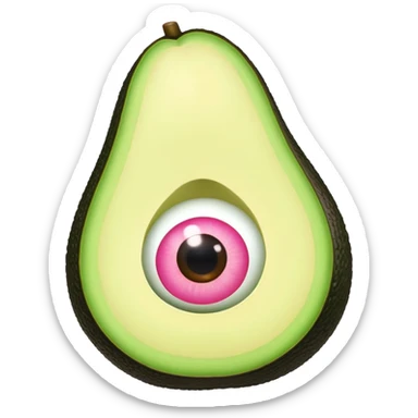 Avocado with extra big phosphorescent pink lips and super long fake-eye lashes sticker