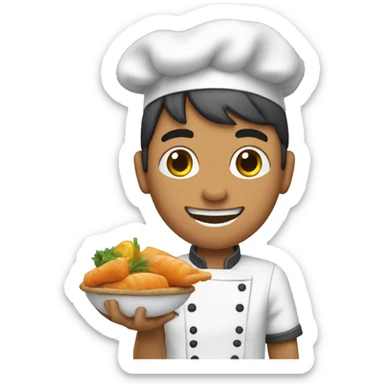 Cuisinier brun qui court après un lapin sticker