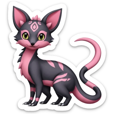 Pastel white rose-pink Salandit-Umbreon-Genet-Noivern-Civet-Hybrid (Full body) sticker
