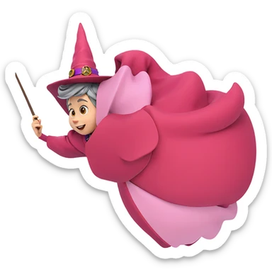 witch girl with wand and hat sticker