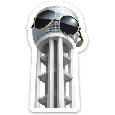 Reunion tower with sunglasses on sticker
