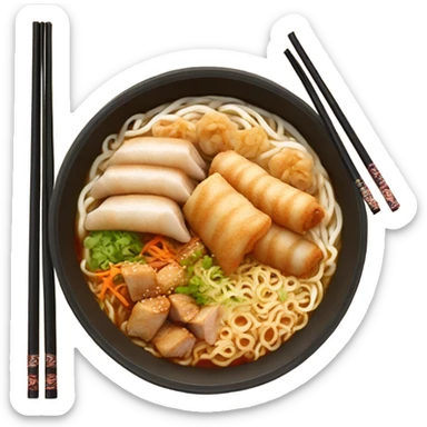 Buldak ramen with chicken and spring rolls sticker