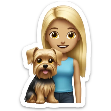 Blonde girl with Yorkshire terrier sticker