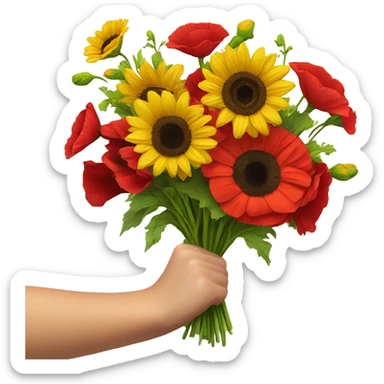 Bouquet sunflower and poppy  sticker