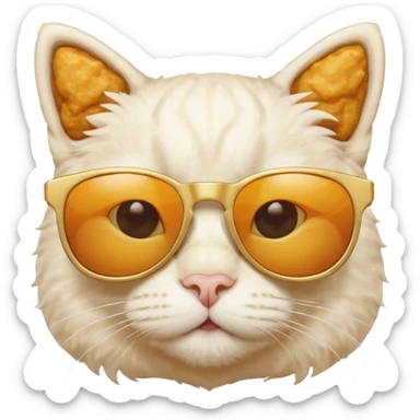 White Cat with sun glasses and this cat is made from nugget sticker