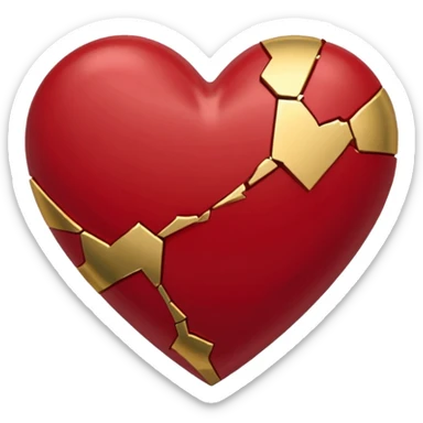 classic kintsugi heart emoji, gold lines on a deep red heart, clean and iconic, designed for Discord emoji sticker