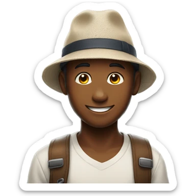 smiling boy with hat indoors sticker