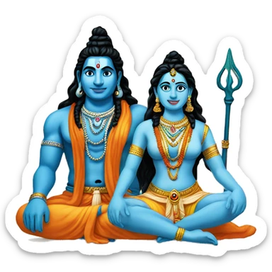 Sitting lord shiva and parvathi sticker