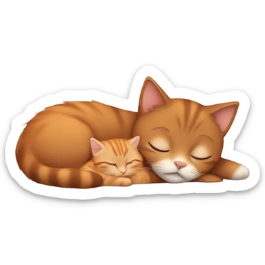 White girl brown hair sleeping with orange kitty sticker