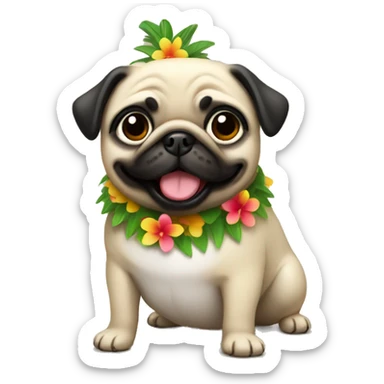 hula dancer happy pug sticker