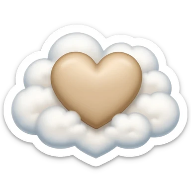 beige heart + cloud sticker
