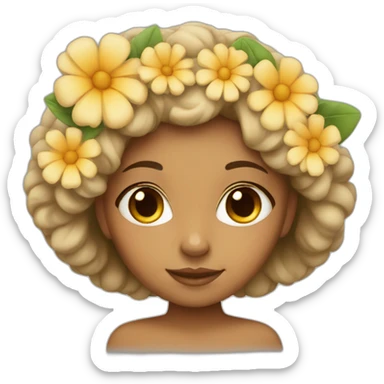girl with flower head tan sticker