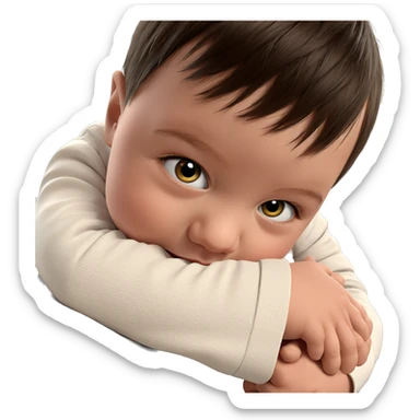 serene gaze of a boy sticker