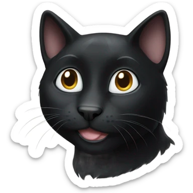 Black cat one white paw sticker