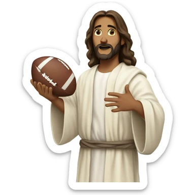 Jesus throwing a football  sticker