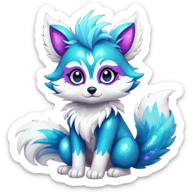 Cool cute Kawaii edgy fantasy animal sparkle fursona Fionbri creature by griffsnuff & LiLaiRa & Falvie full body sticker