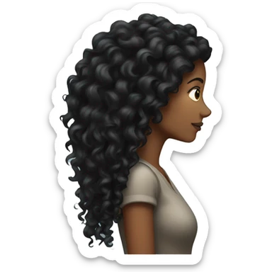 A woman with very long thick black curly hair  sticker