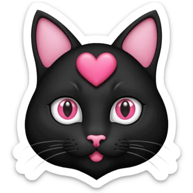 een zwarte kat met een hartje naast zijn hoofd sticker