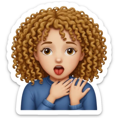 Mixed curly haired girl choking herself with her own hands  sticker