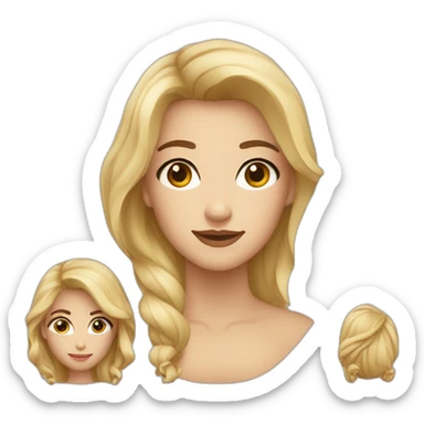 Femme blonde avec les yeux marrons et sa fille brune avec les yeux marrons sticker