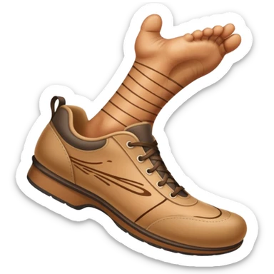 a shoe with a foot inside, stepping and showing a clear shoe print below. and leg with motion line







 sticker