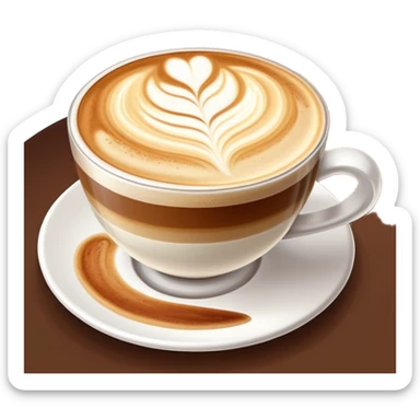 expensive artisanal latte in a cafe from upward view perspective, latte art, fancy coffee drink sticker