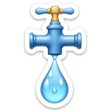 a tap with a small water droplet at the end sticker