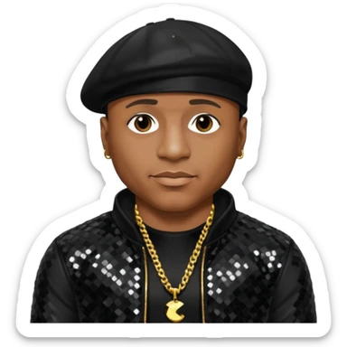 LL Cool J with black sequin outfit sticker
