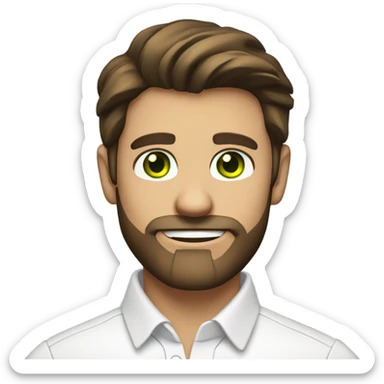 handsome optimist brunette man and beard green eyes wearing white button down shirt  sticker