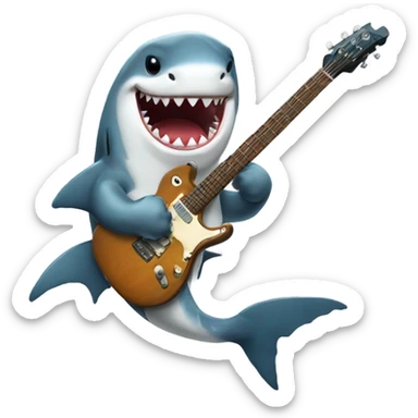 Shark playing guitar sticker