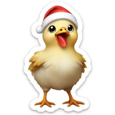 Baby chicken wearing Santa hat  sticker
