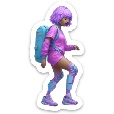 Vaporwave person with prosthetic leg  sticker