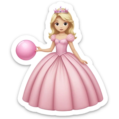 blonde Caucasian princess with puffy light pink ball gown sticker