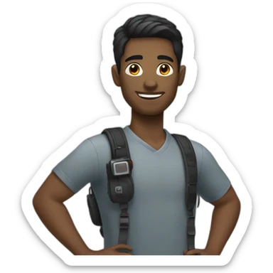 black male photographer with short black hair sticker