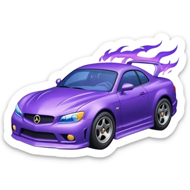 Purple car drifting with navy blue flames coming out of the rear tires. sticker