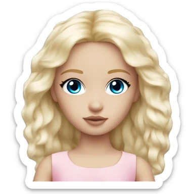 ocean blue doll eyes, blonde hair, feminine, pink, girl, angelic sticker
