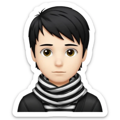 emo boy with black and white striped scarf with black hair

 sticker
