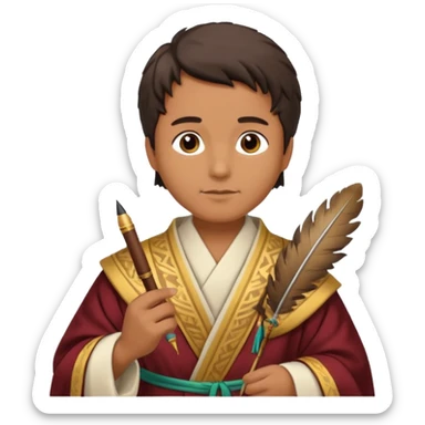 ancient Feathered pen scholar sticker