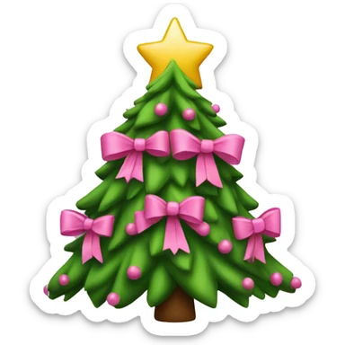 Christmas tree with pink bows sticker