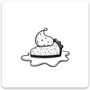 hand-drawn doodle style cream pie splat, sketchy lines sticker