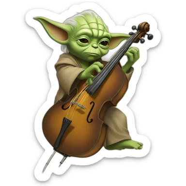 Yoda playing upright bass sticker