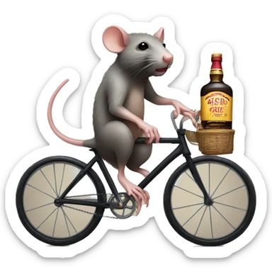 rat with abs and a bicycle holds whiskey sticker