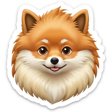 fluffy Pomeranian dog with pointy ears, fox-like face, and plumed tail sticker