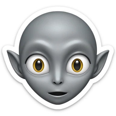 Grey alien head, almond eyes completely black, eyes fully black, no white, slanted, pale grey skin, cartoon emoji, no background

 sticker