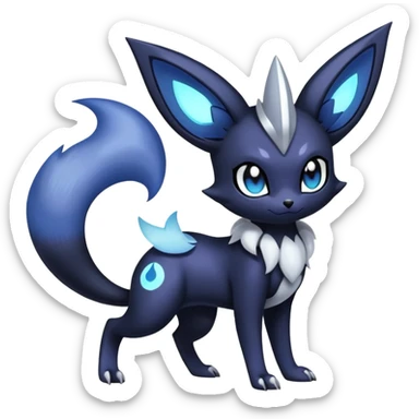 Nebulae Edgy Gothic Dark Silvery Noibat-Meowstic-Umbreon-Fakémon-hybrid-creature (full body)  sticker