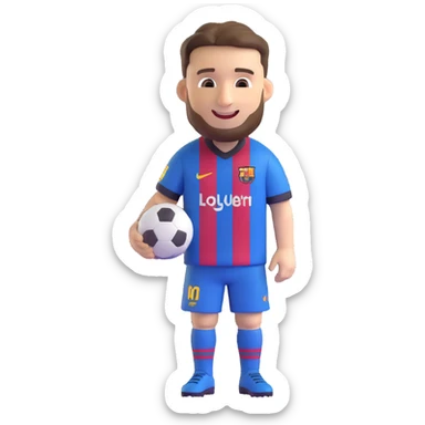 Lionel Messi as an emoji, football jersey, short hair, smiling sticker